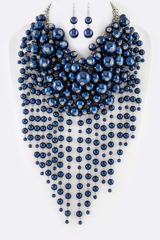 Head Turner Statement Mix Pearl Layer Necklace Set - steven wick