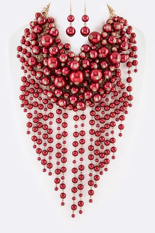 Head Turner Statement Mix Pearl Layer Necklace Set - steven wick