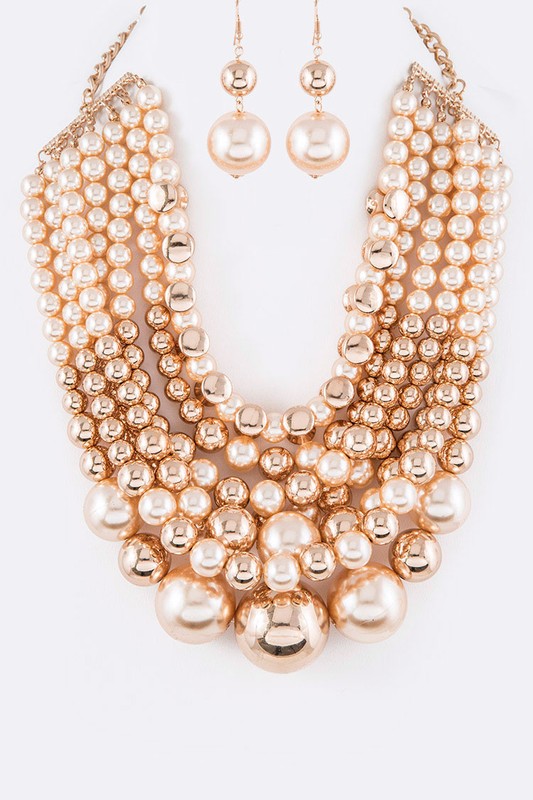 Mix Pearls Statement Layer Necklace Set - steven wick