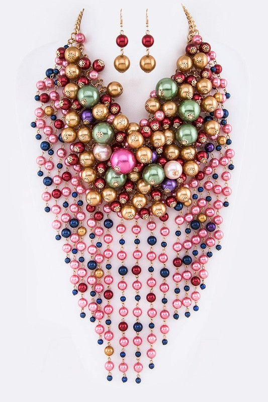 Head Turner Statement Mix Pearl Layer Necklace Set - steven wick