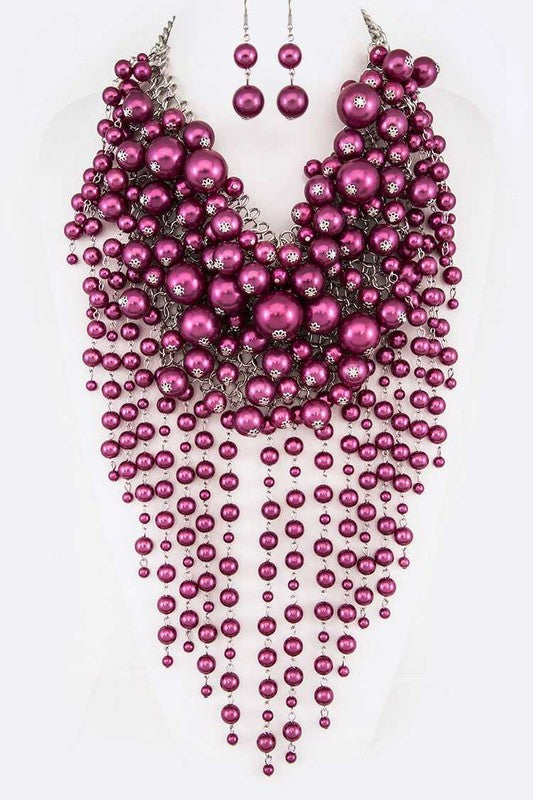 Head Turner Statement Mix Pearl Layer Necklace Set - steven wick