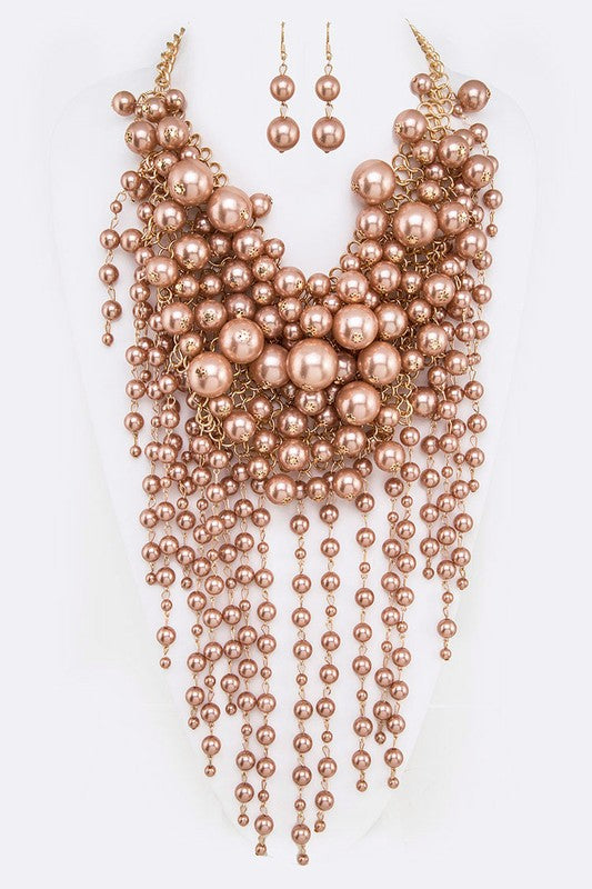 Head Turner Statement Mix Pearl Layer Necklace Set - steven wick