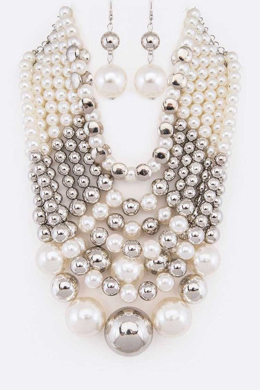 Mix Pearls Statement Layer Necklace Set - steven wick