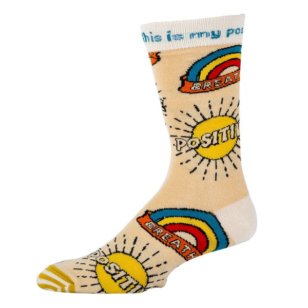 Positive - Men's Cotton Crew Funny Socks - steven wick