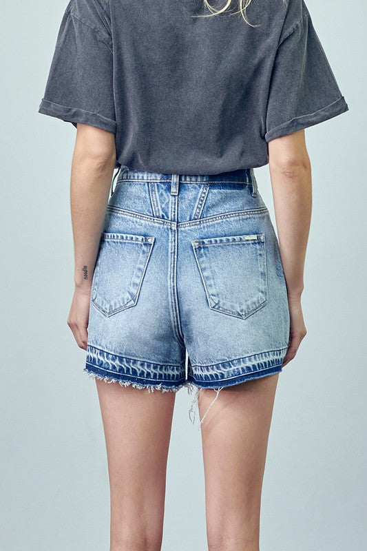 Super High Rise Released Hem Denim Shorts - steven wick