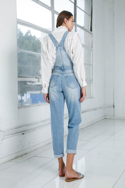 Pocket Detail Denim Overall Jumpsuit - steven wick