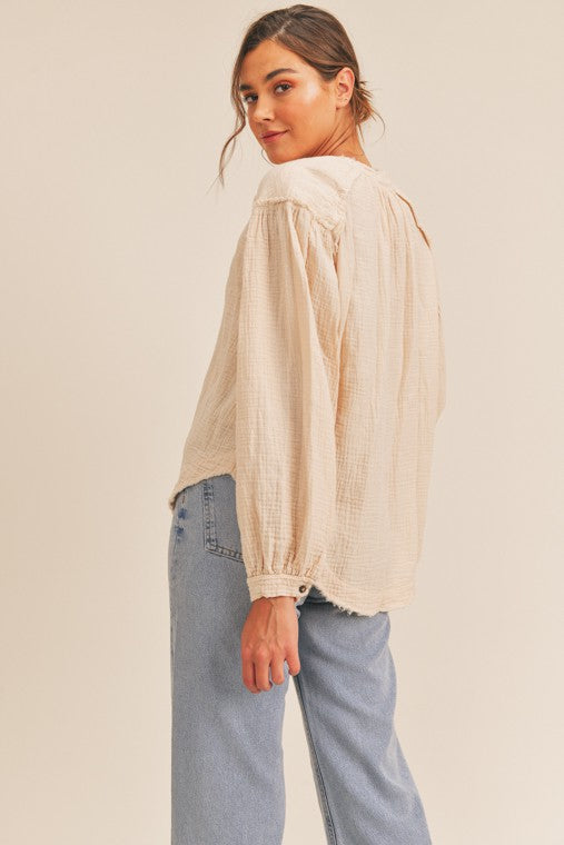 Distressed Button Down Top - steven wick