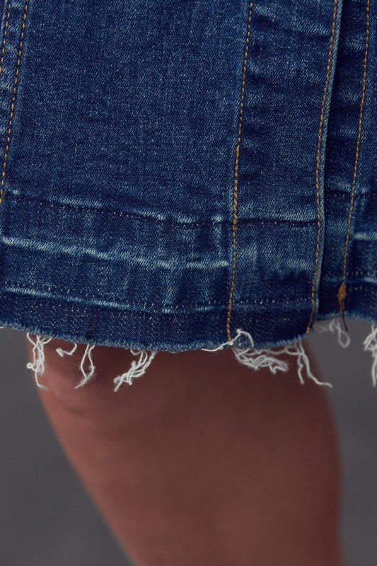 Medium Wash Spaghetti Button Down Denim Dress - steven wick