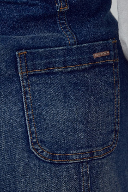 Medium Wash Spaghetti Button Down Denim Dress - steven wick