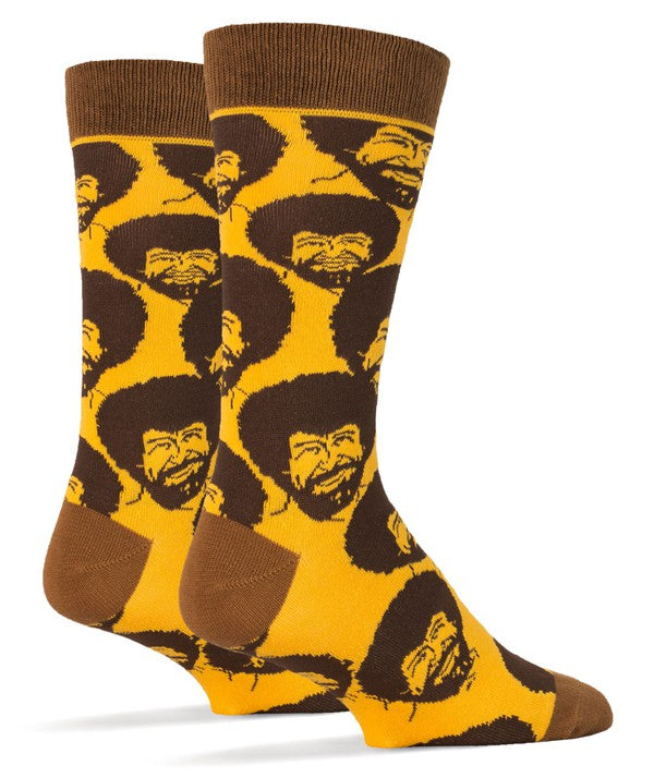 Bob Ross Flash Mob - Men's Cotton Crew Funny Socks - steven wick