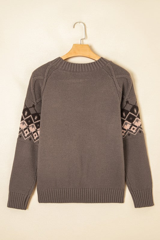 Alana Western Geometric Patterned Crew Neck Knit - steven wick