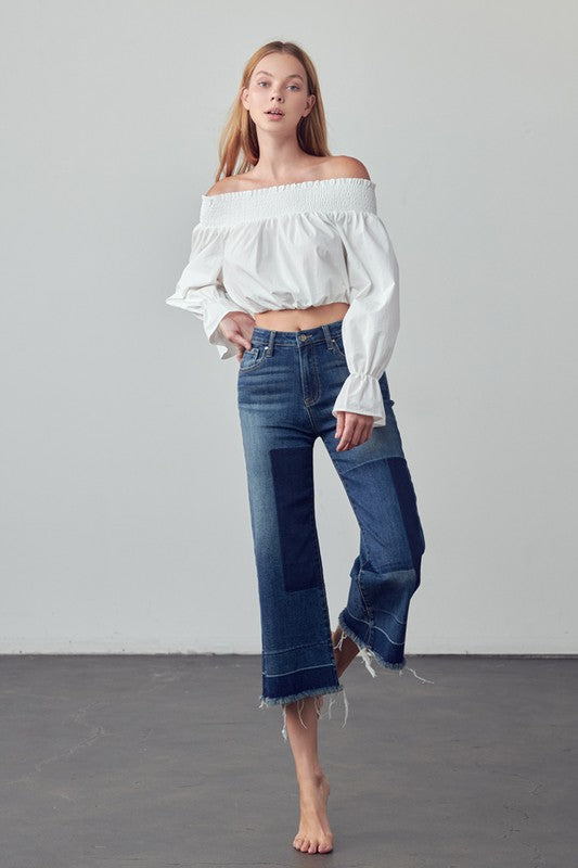 Mid Rise Crop Flare Jeans - steven wick