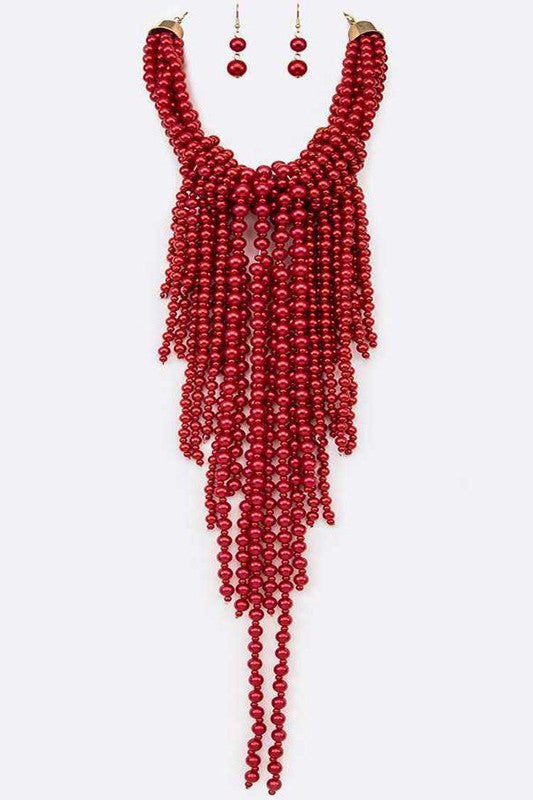 Statement Pearl Drop Necklace Set - steven wick