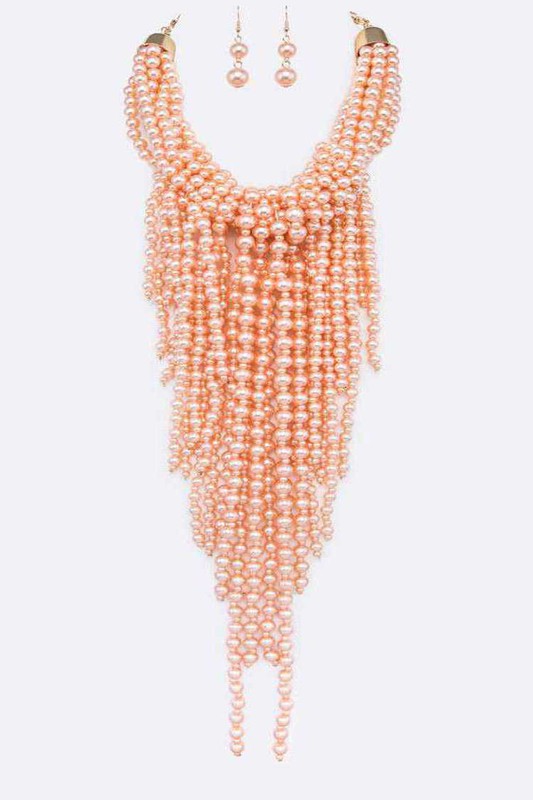 Statement Pearl Drop Necklace Set - steven wick