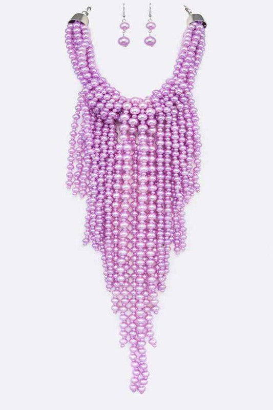 Statement Pearl Drop Necklace Set - steven wick