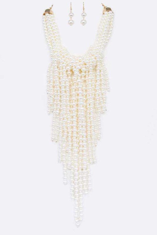 Statement Pearl Drop Necklace Set - steven wick