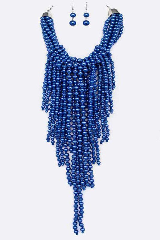 Statement Pearl Drop Necklace Set - steven wick