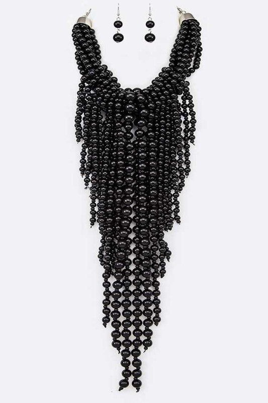 Statement Pearl Drop Necklace Set - steven wick