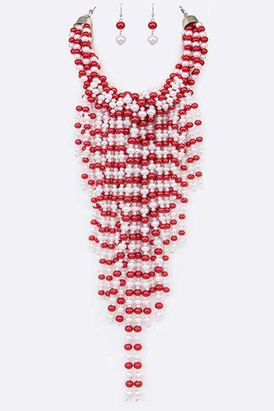 Statement Pearl Drop Necklace Set - steven wick
