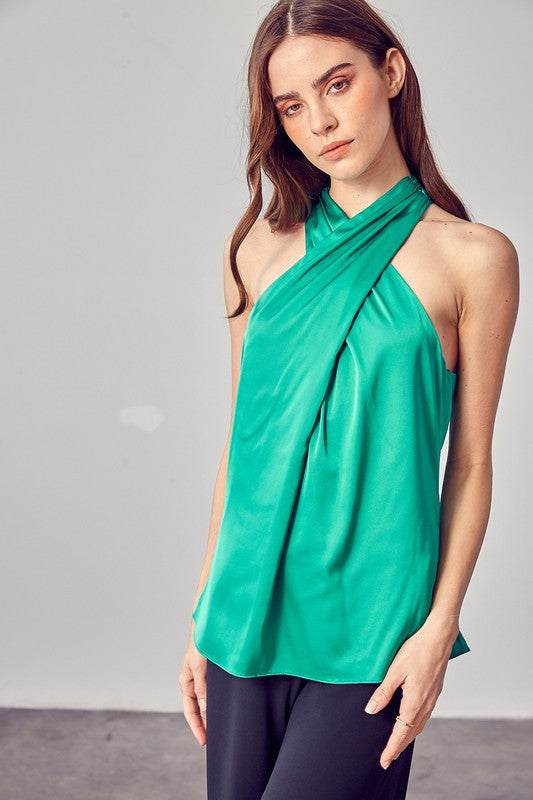 Cross Neck Sleeveless Top - steven wick