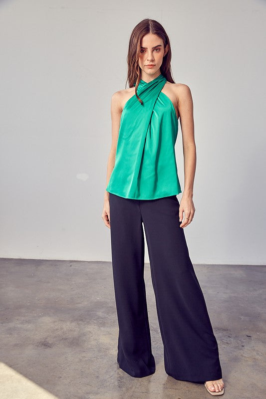 Cross Neck Sleeveless Top - steven wick