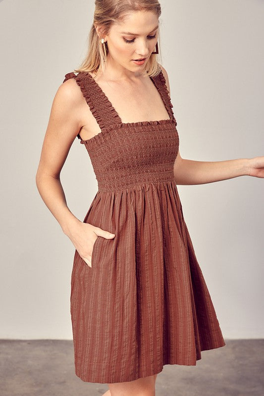 Smocked Ruffle Detail Dress - steven wick