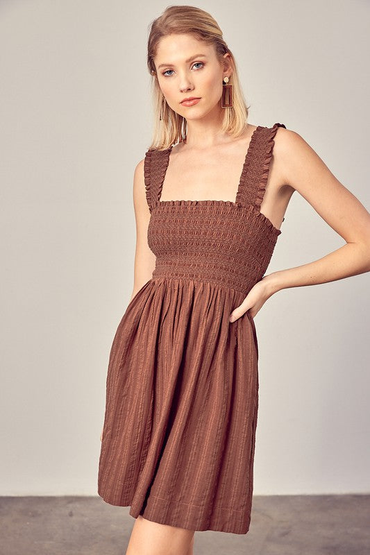 Smocked Ruffle Detail Dress - steven wick