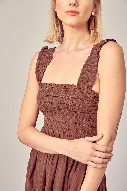 Smocked Ruffle Detail Dress - steven wick