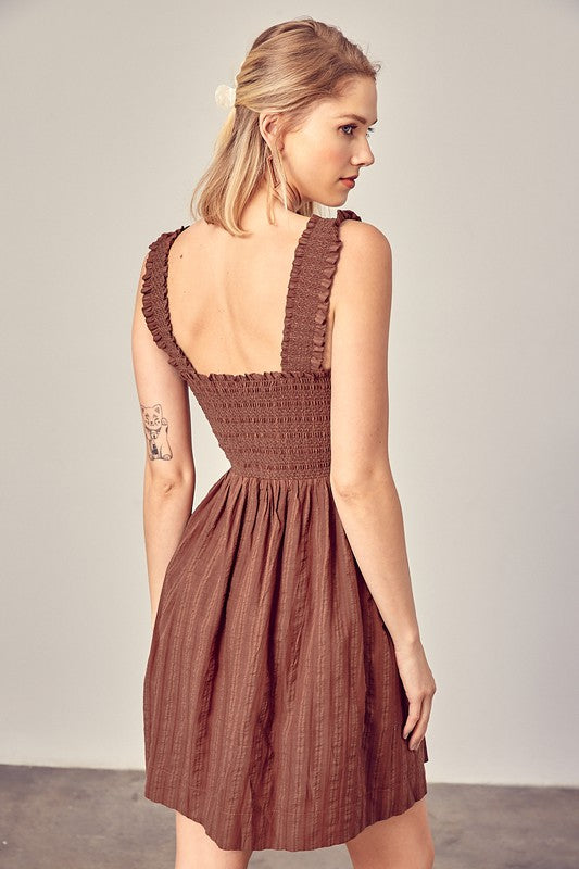 Smocked Ruffle Detail Dress - steven wick