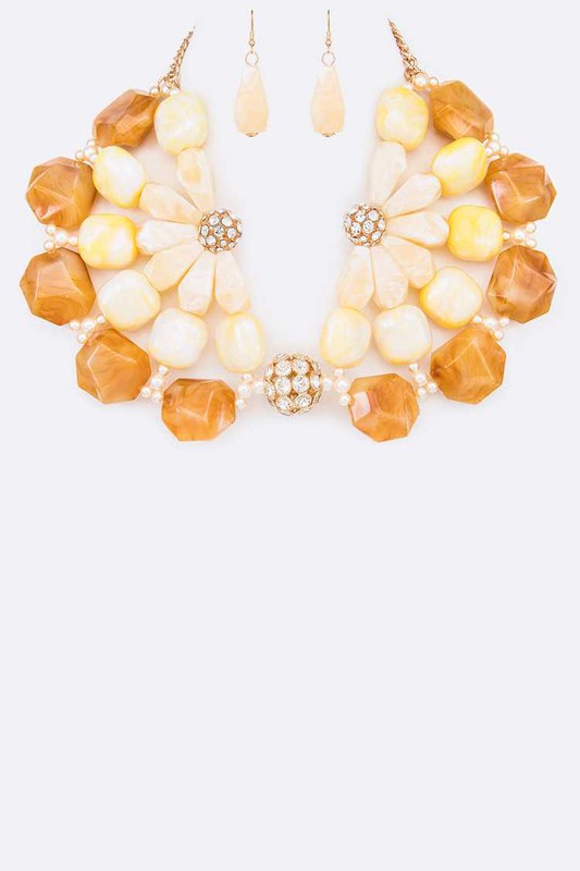 Statement Resin Bib Style Necklace Set - steven wick