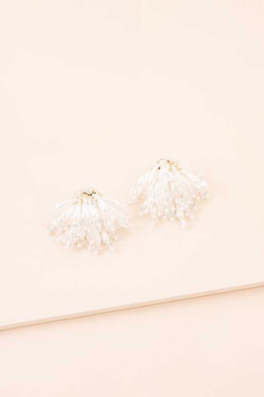 White Clear Bridal Flare Drop Earrings