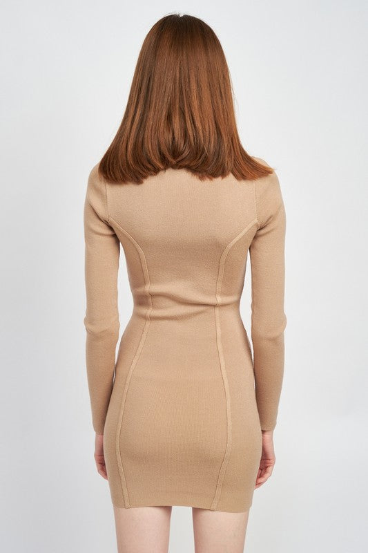 Scoop Neck Mini Dress With Piping Detail - steven wick
