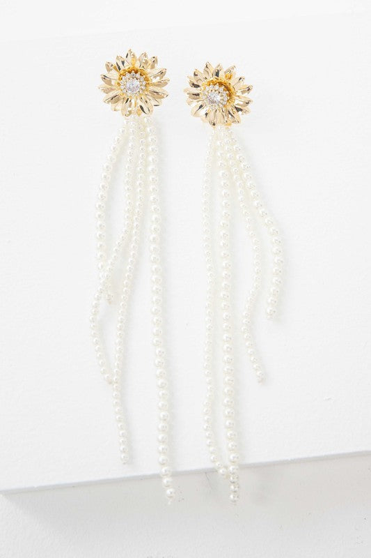 Dandelion Pearl Drop Earrings - steven wick
