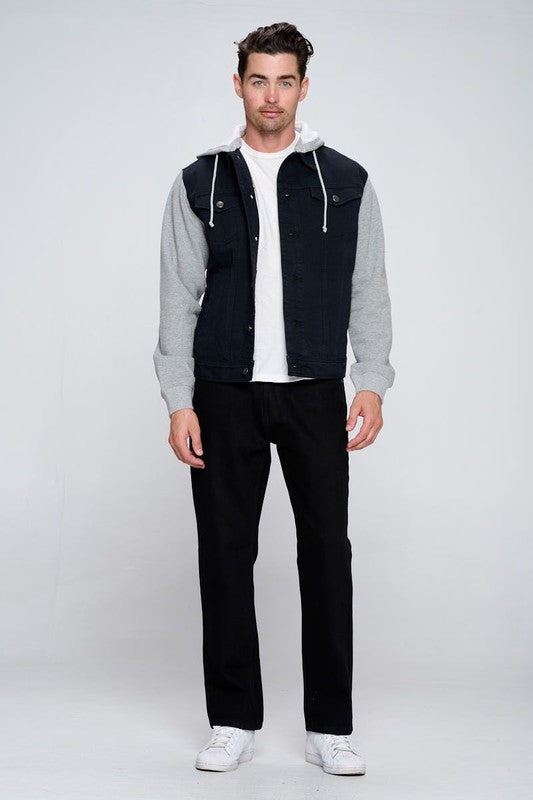 Men's Denim Jacket with Fleece Hoodies - steven wick