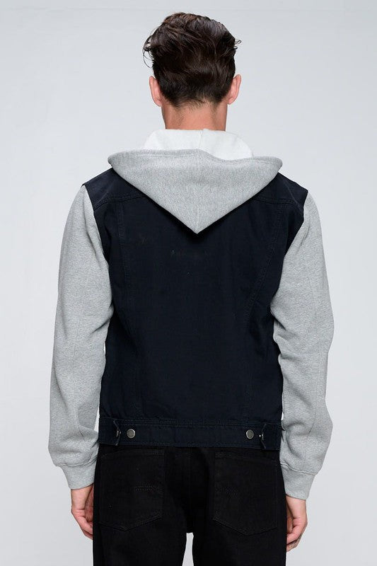 Men's Denim Jacket with Fleece Hoodies - steven wick