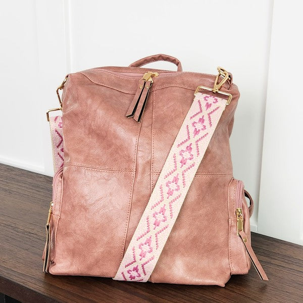 Charis Convertible Vegan Leather Backpack 2 Straps - steven wick