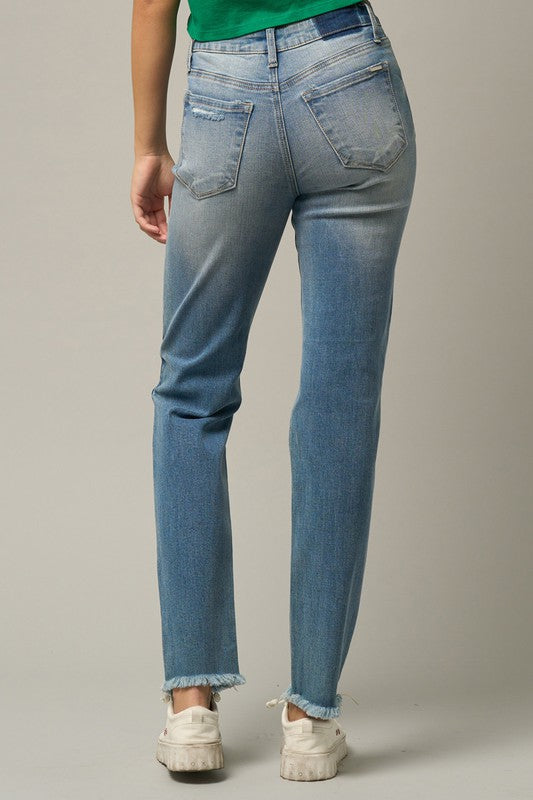 Frayed Hem Tapered Jeans - steven wick
