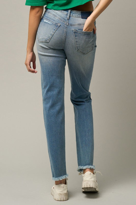 Frayed Hem Tapered Jeans - steven wick