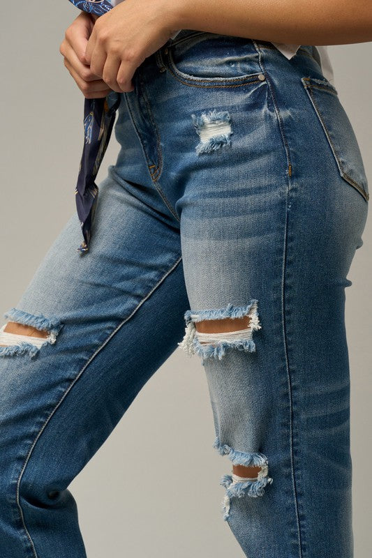 High Waist Ripped Boyfriend Jeans - steven wick