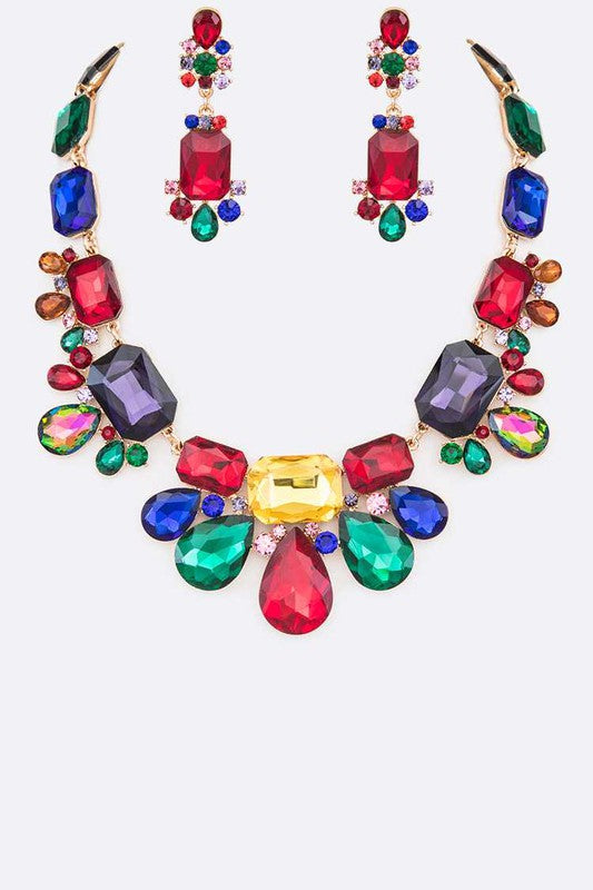 Mix Crystal Statement Necklace Set - steven wick