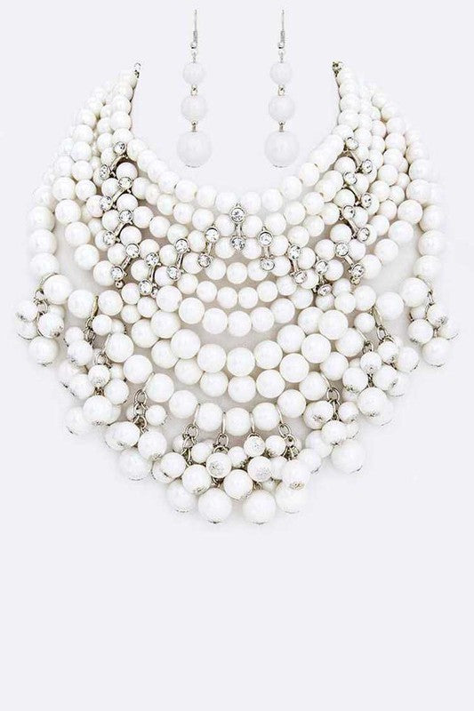 Pearlized Beads Statement Necklace Set - steven wick