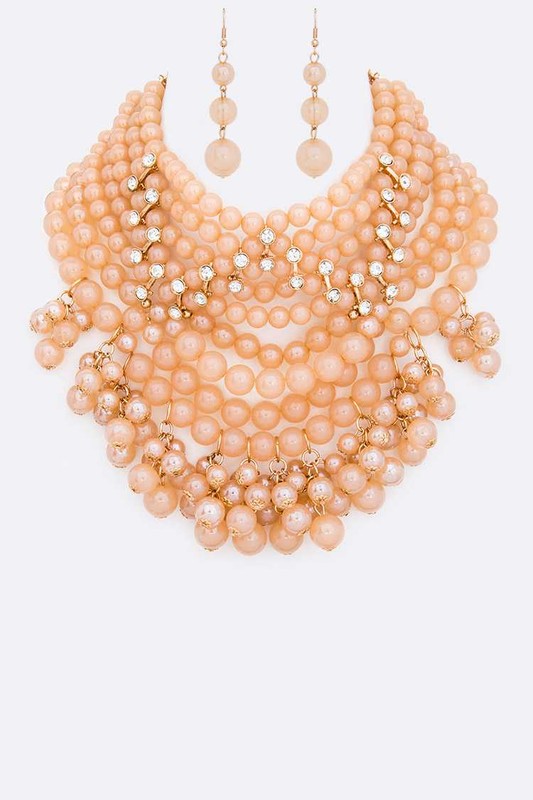 Pearlized Beads Statement Necklace Set - steven wick