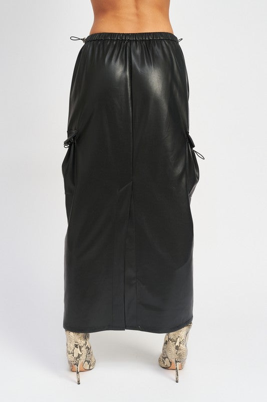 Leather Cargo Maxi Skirt - steven wick