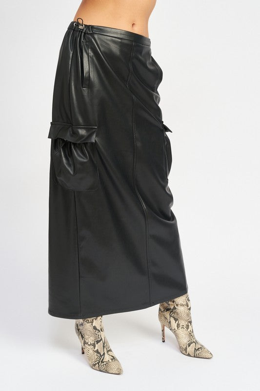 Leather Cargo Maxi Skirt - steven wick
