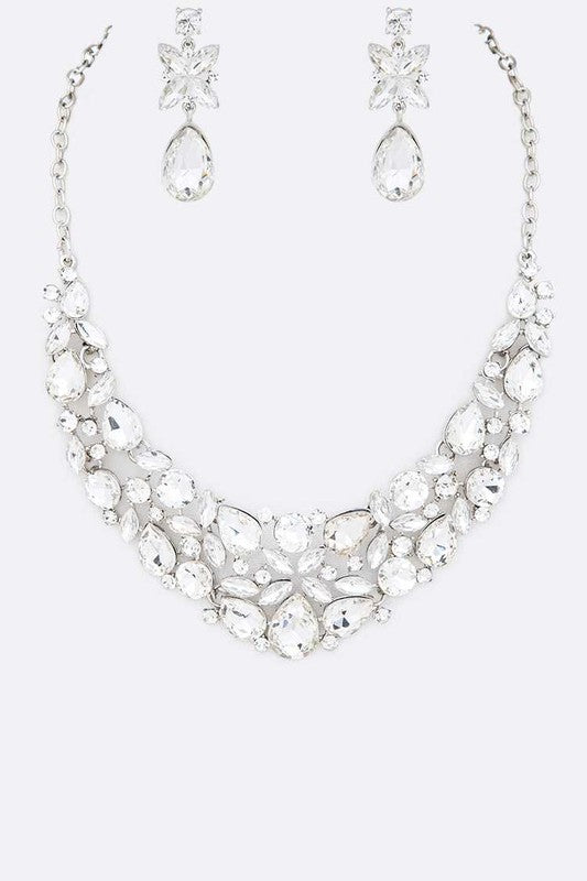 Mix Crystal Statement Bridal Necklace Set - steven wick