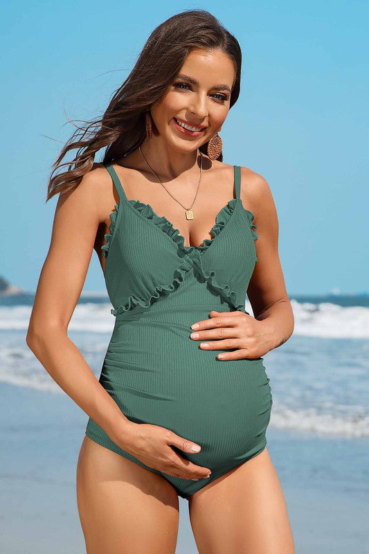 Ruch Floral Maternity Swimsuit Pregnancy Swimwear - steven wick