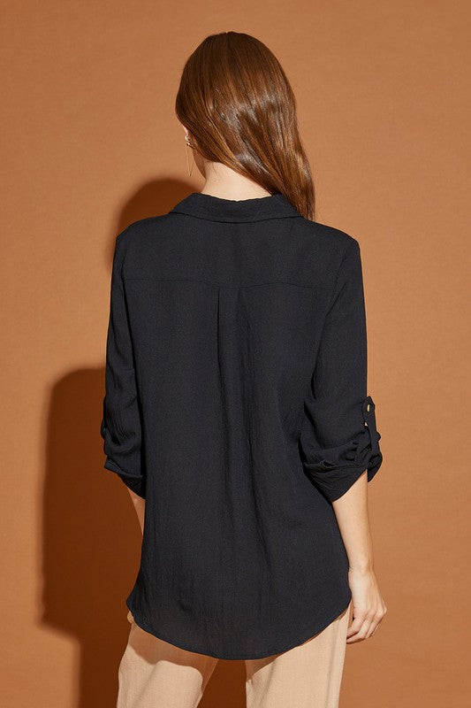 V Neck Button Down Henley Shirt - steven wick