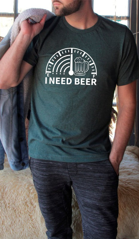 I Need Beer Crew Neck Graphic Tee - steven wick