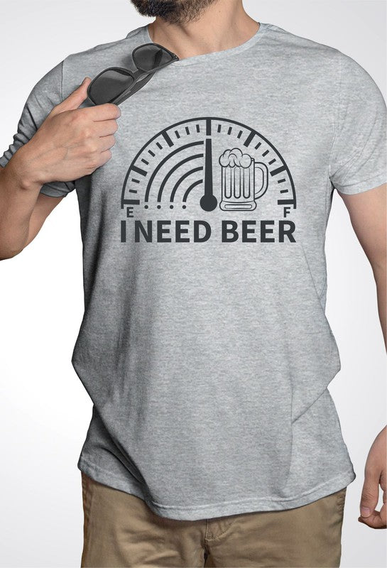 I Need Beer Crew Neck Graphic Tee - steven wick