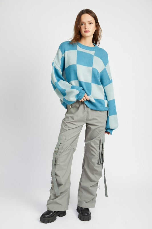 Charcoal High Waist Pinstripe Cargo Parachute Pants - steven wick